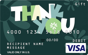 印有“谢谢”字样的绿色签证礼品卡